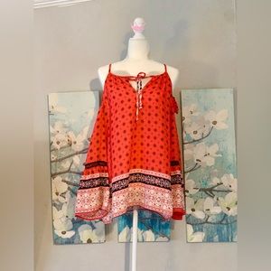 NWT Society Girl Cold Shoulder Bell Sleeve boho Top
